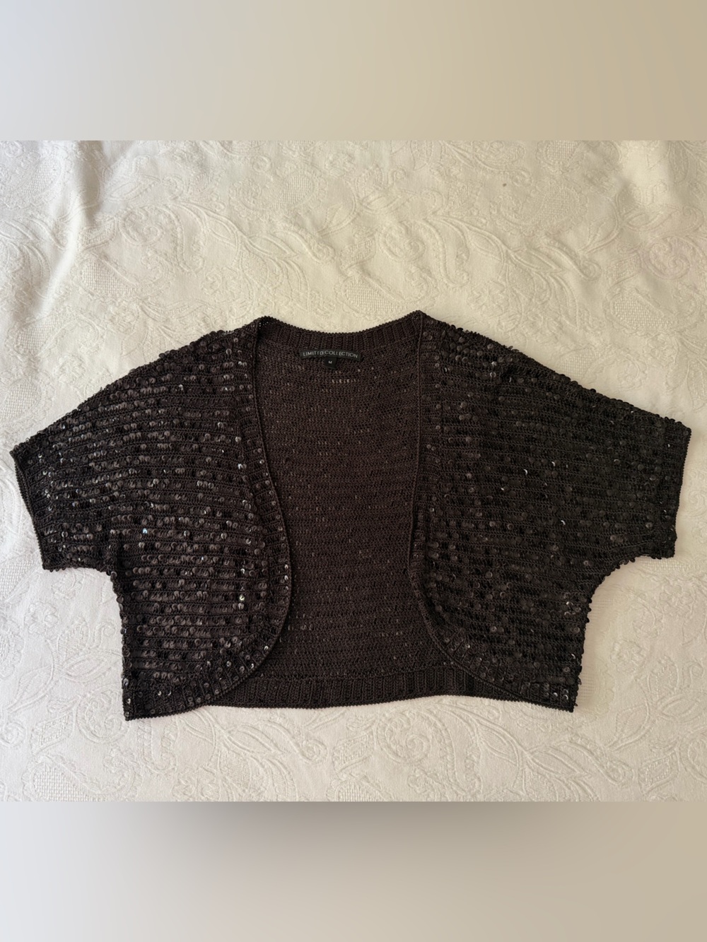Brown Sequin Embellished Shift Sweater